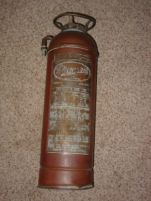 Antique Vintage Copper & Brass Phomene Fire Extinguisher! Empty! Sold As Is!