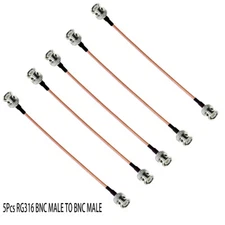 5Pcs BNC male to BNC male 50Ohm Lot RF coax jumper Pigtail coaxial cable RG316