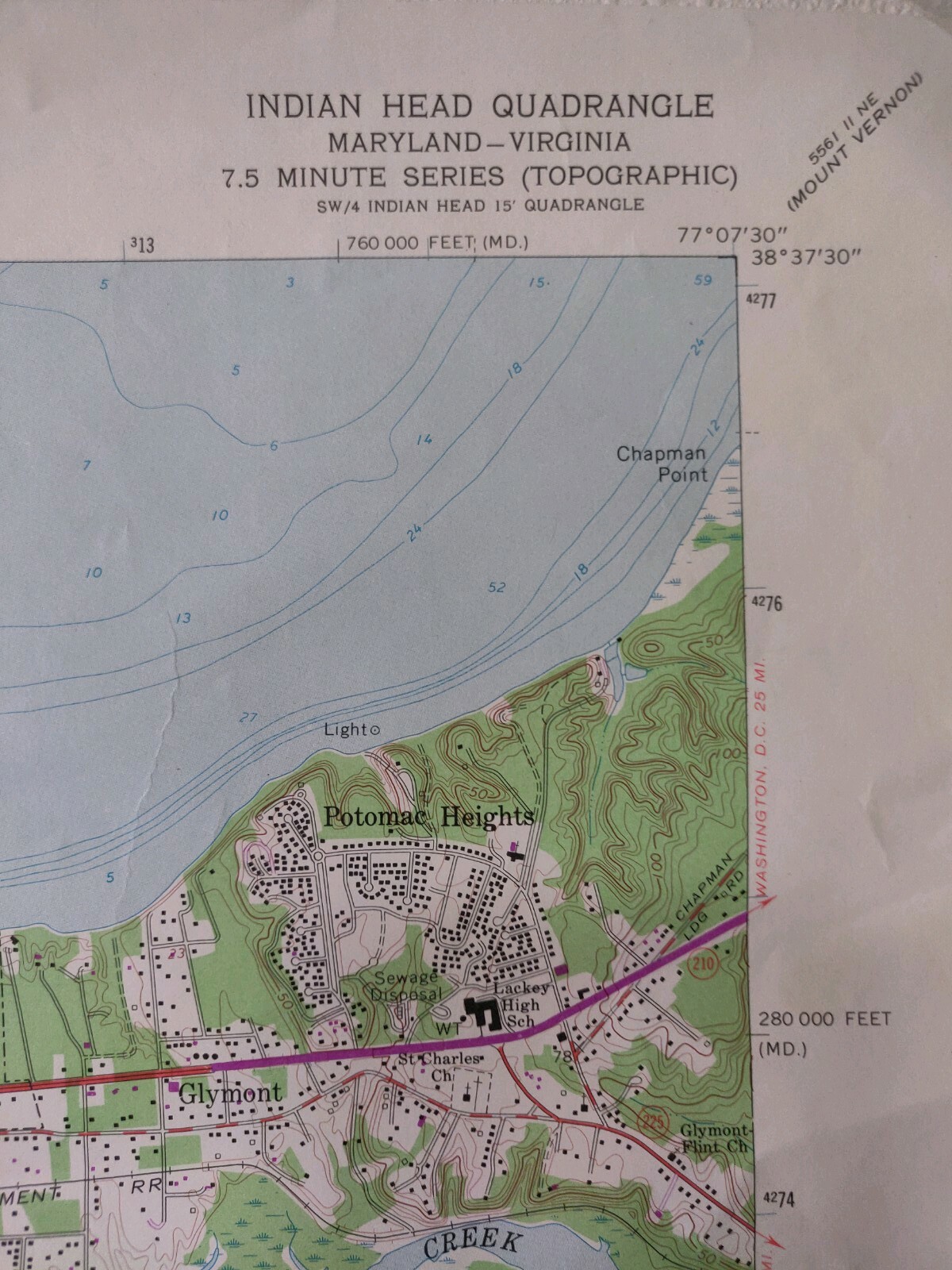 Indian Head Maryland Virginia 1978 ORIGINAL TOPOGRAPHIC QUADRANGLE MAP