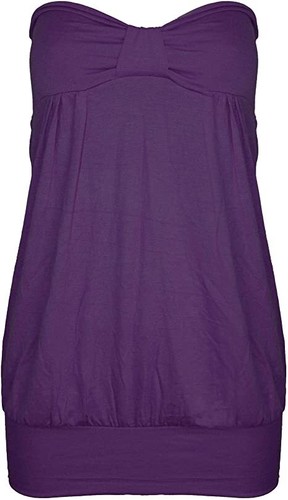 Ladies Stretch Strapless Summer Top Bandeau Boob Tube Knot Front Loose Fit 8 26 - Picture 8 of 13