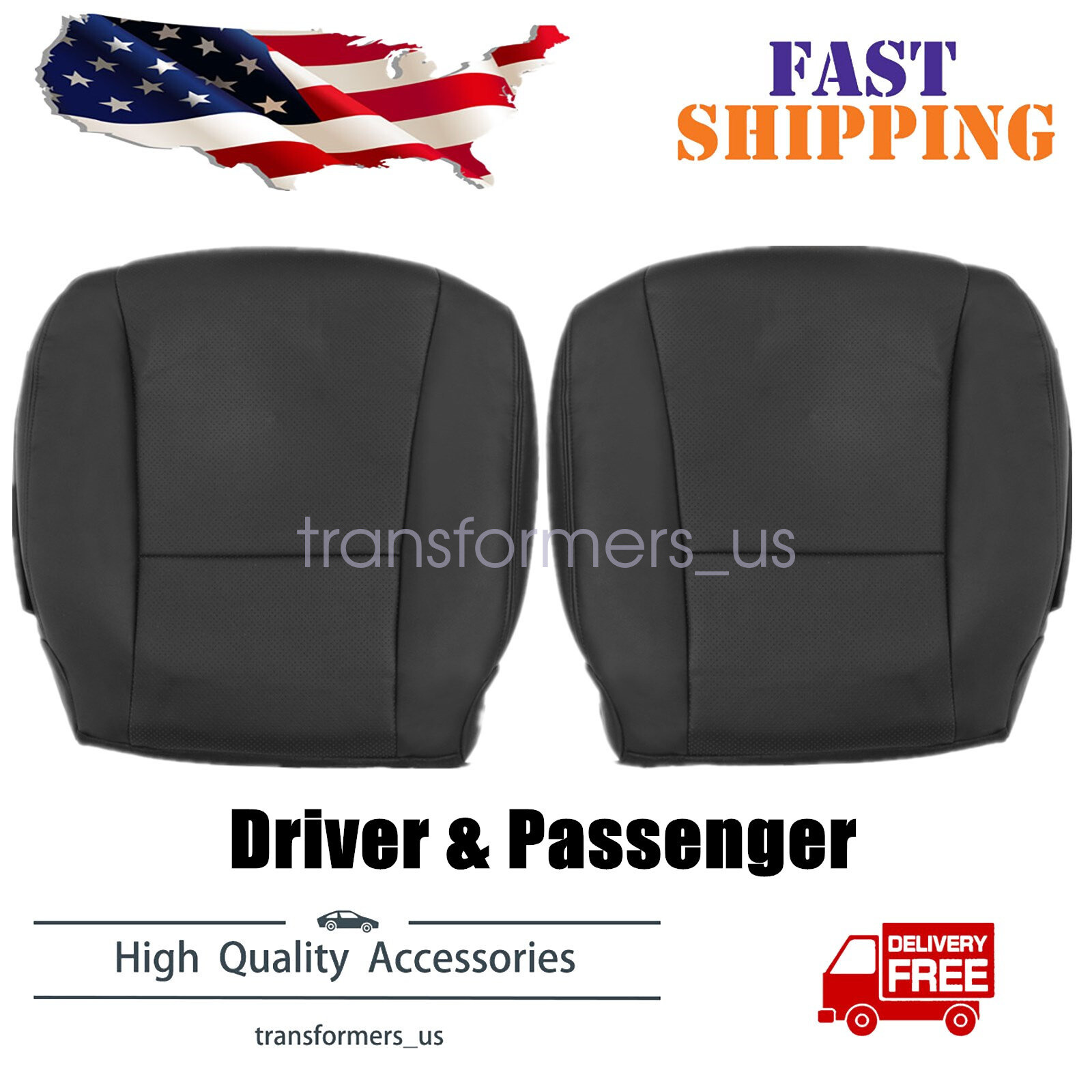 Black Perforated Leather Bottom Seat Cover for 07-12 Lexus LS460 & LS600h