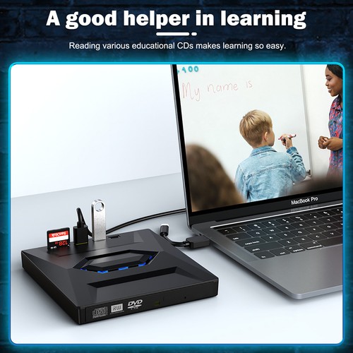 Laptop Desktop PC Windows 10/11 Mac USB 3.0 External CD DVD Drive Burner Player - Afbeelding 9 van 12