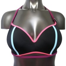 Victoria's Secret PINK Black w/ Neon Binding Sporty Push-Up Bikini Top S