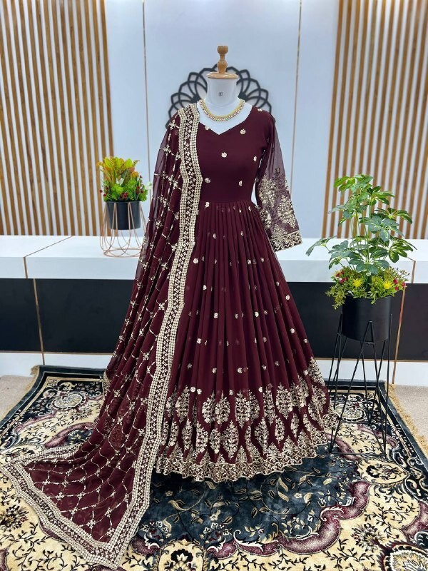 Exclusive Heavy Faux Georgette Ready To Wear Gown With Designer Dupatta For Her