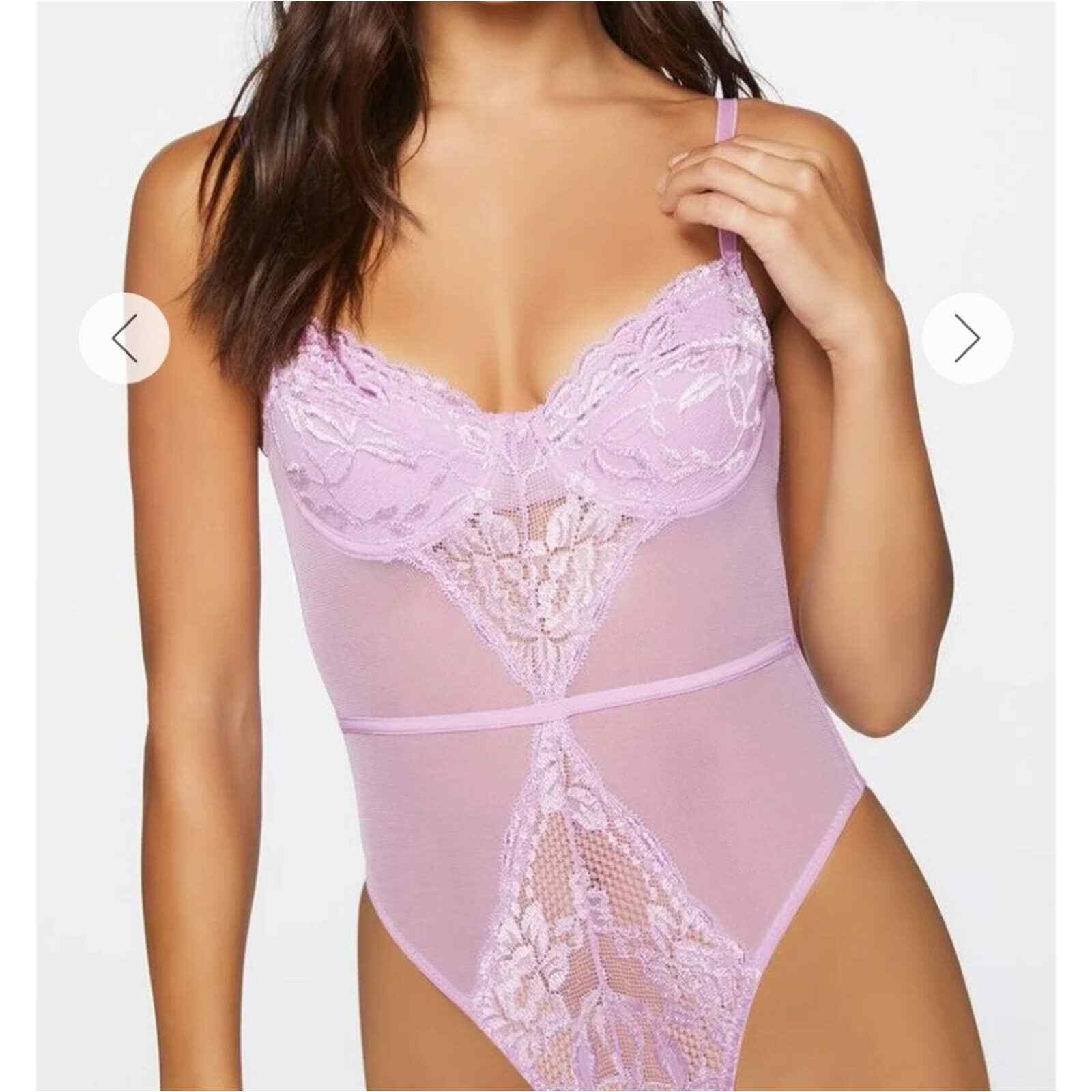Forever 21 Floral Lace Mesh Lingerie Bodysuit size Medium | eBay