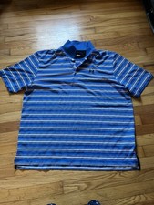 Under Armour Men's Size XXL Blue/White/Black Striped Short Sleeve Polo Shirt