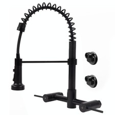 Besdor Wall Mount Kitchen Faucet, 8 Inch Center Faucet Matte Black