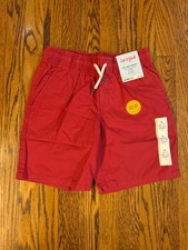 Cat and Jack Cargo Pull On Shorts Red Drawstring Boys Size 6-7 New
