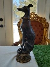 Italian Greyhound Whippet Regal Figurine Statue Metal Sitting On Base 11