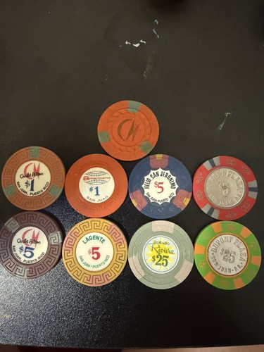 $1 $5 $25 Americana Caribe San Jeronimo Dupont Plaza Puerto Rico Casino Chips