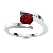5mm Round Garnet 925 Sterling Silver Bypass Open Band Ring For Wedding Gift