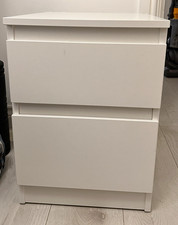 IKEA White 2-Drawer Bedside Table Cabinet for Bedroom 40x36x49cm