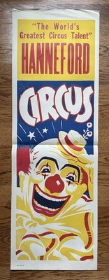 Original Hanneford Circus World s Greatest Circus Talent Poster Clown 42  x 14 