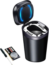 Car Ashtray with Lid Smell Proof, Smokeless Ashtray, Mini Car Trash Can, Detacha