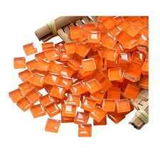 Mosaic Tiles Squares Orange Crystal Glass Tile for 100g, Orange1