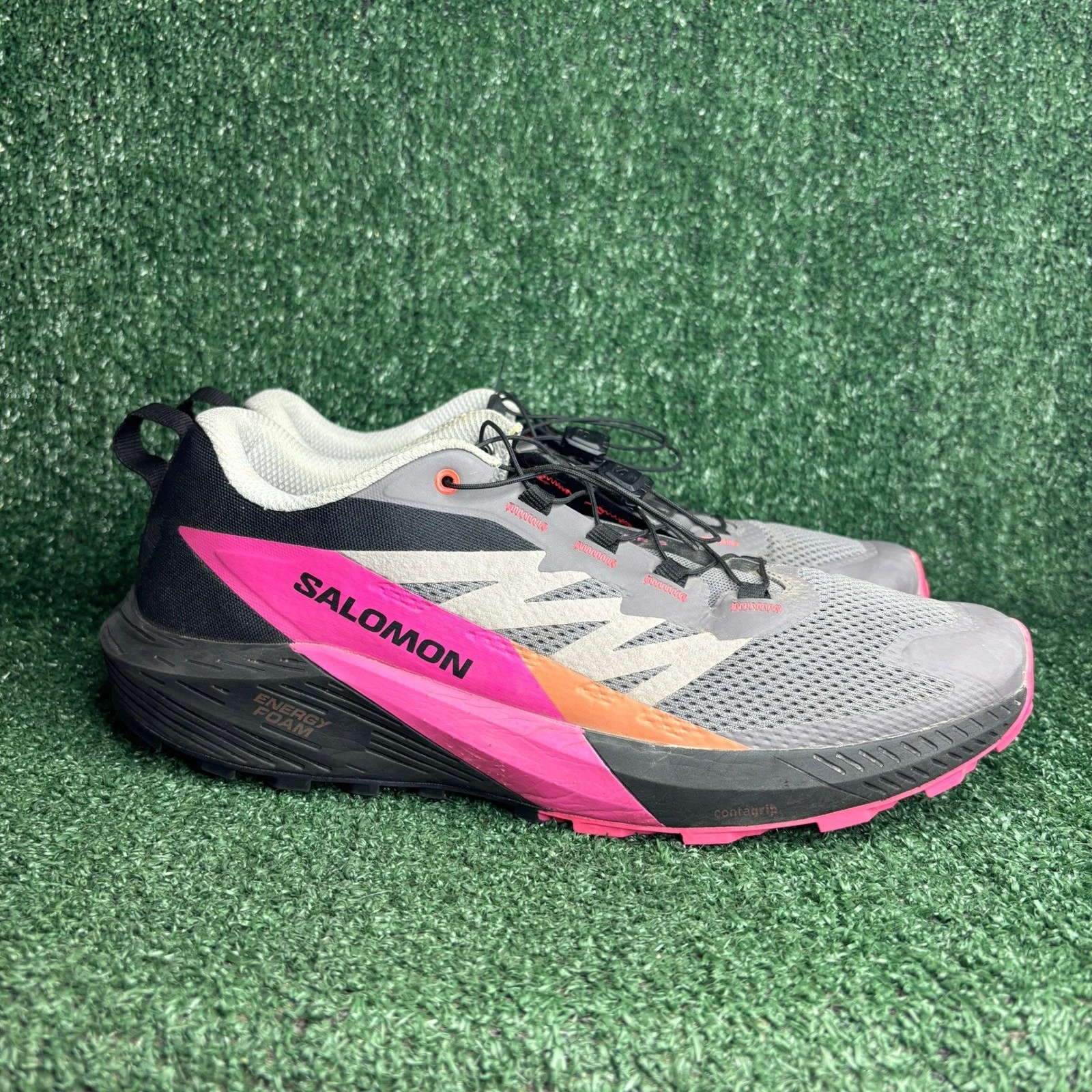 Salomon Sense Ride 5 Trail Running Athletic Sneaker Grey Pink Mens Size 12.5