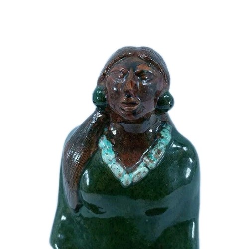 VINTAGE POTTERY STATUE WOMAN Braided Hair - Picture 2 of 8