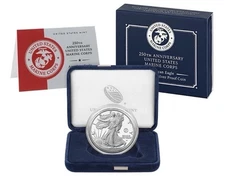 2025 American Silver Eagle Proof Marine Corps 250th Anniversary Box & COA