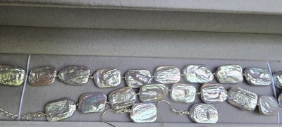 Handmade 925 Silber Barockperlen Statement Schmuckset Kette Ohrringe Zuchtperlen