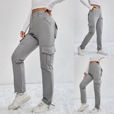 Women Cargo Pants Low Waist Multi-Pockets Skinny Casual Work Joggers Trousers