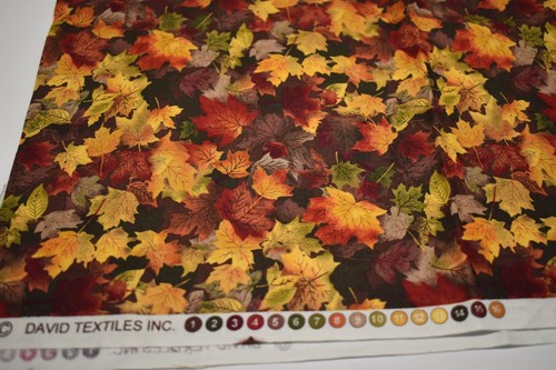 1 Yard Baumwollstoff DAVID TEXTILES Herbst HERBST Erntedank AHORNBLÄTTER - Bild 2 von 2