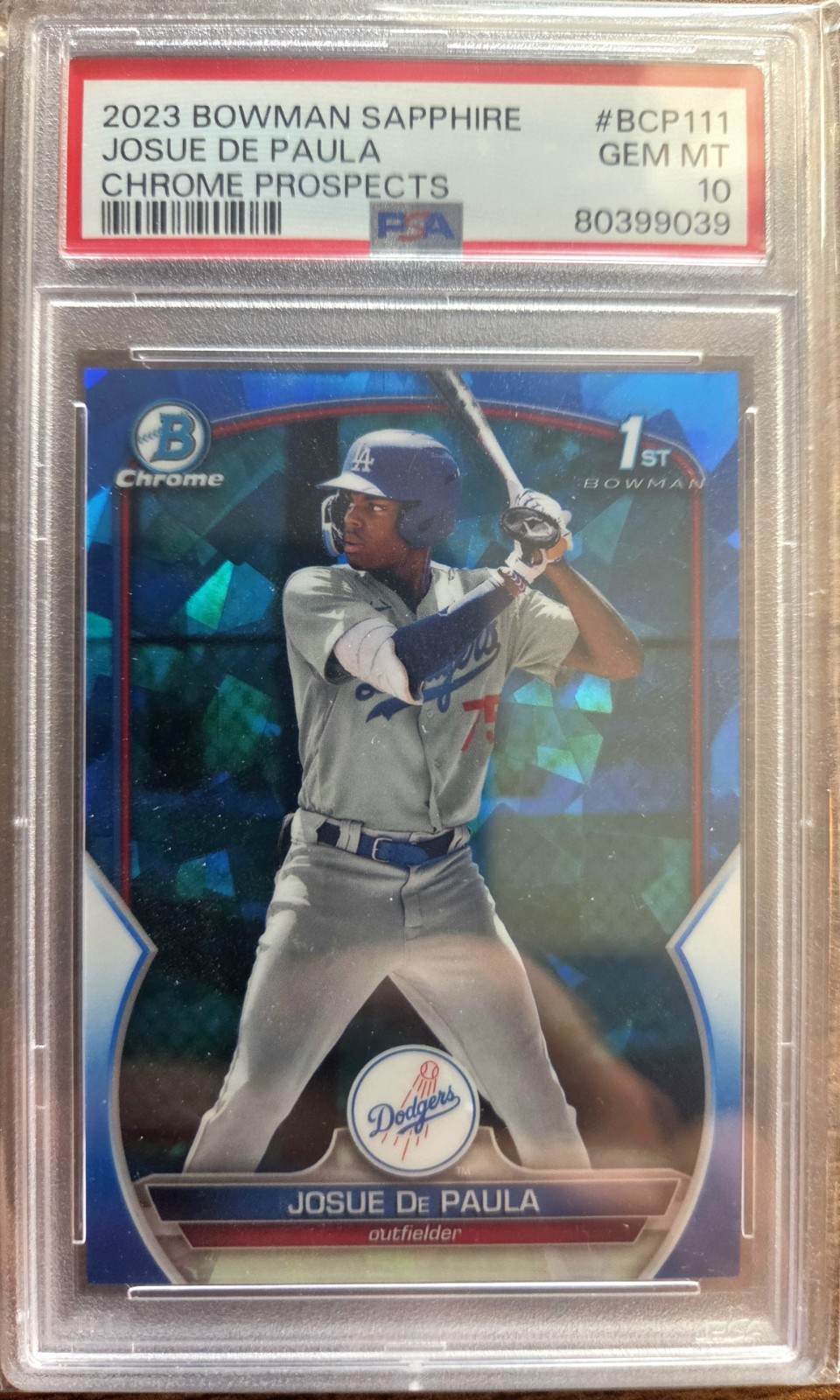 2023 Bowman Sapphire Edition Chrome Prospects #BCP111 Josue De Paula PSA 10