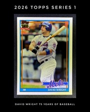 David Wright 2026 Topps Series 1 #T91-66 Mets 75 Years of Baseball