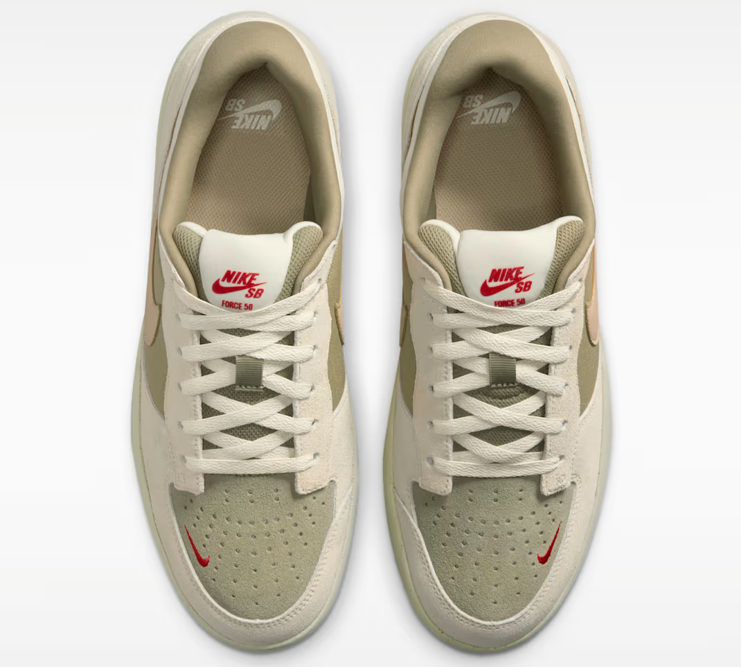 Nike SB Force 58 Skate Shoes Coconut Milk Neutral Olive Linen