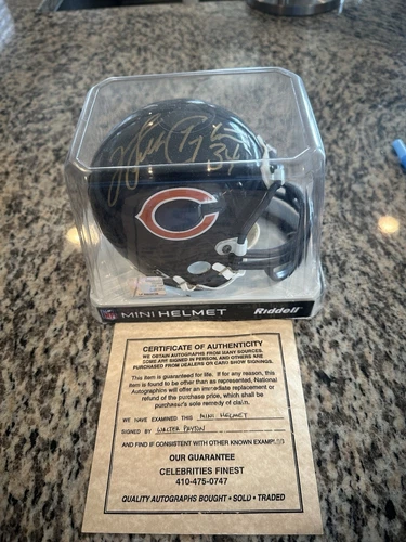 Walter Payton Signed Mini Helmet With COA