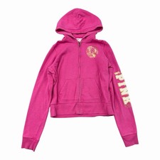 Victorias Secret PINK Vintage Y2K Full Zip Hoodie Jacket Size L University Logo