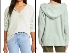 Tommy Bahama Island Luna Soft Chenille V-Neck Hooded Sweater Mint Green Small