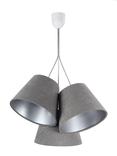 HäNgelampe Grau Silber Stoff Velours Optik Esstisch Wohnzimmer HäNgeleuchte Jocy-image