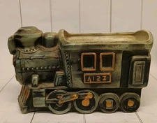  Vintage Locomotive Ceramic Planter w/ Gold Color Accents Supreme Imports Japan 
