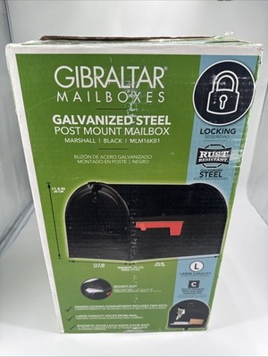 Mailbox Gibaltar Large Capacity Locking MLM16KB1 Black Galvanized Steel