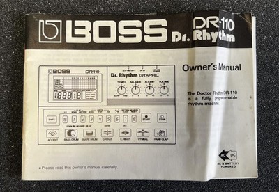 Original Bedienungsanleitung ( Englisch) für Boss DR 110 Dr. Rythm Drumcomputer