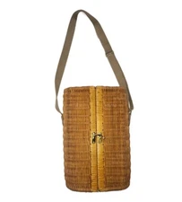 VTG Picnic Time Insulated Wicker Wine Basket Bottle Carrier Set Glasses/Opener