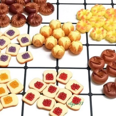 10pcs 1:12 Accessories Scale Dollhouse Miniatures Biscuit Bread Bakery Mini Food