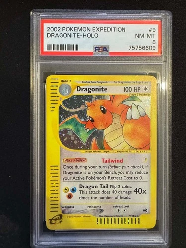 PSA 8 Dragonite 9/165 Expedition E Series 2002 Pokemon Card Holo NEAR MINT