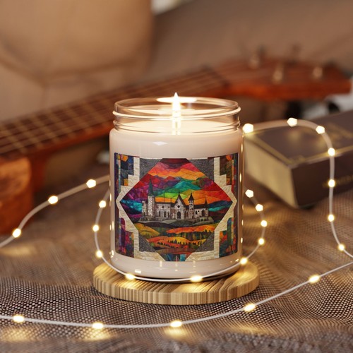 Folk Art Candle, Quilting Village 9oz, Home Fragrance Gift, Hand-Poured Soy - Picture 16 of 41