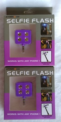 LOT OF 2 NEW Atomic.com Purple Selfie Flash Compatible w/any phone, Rechargeable