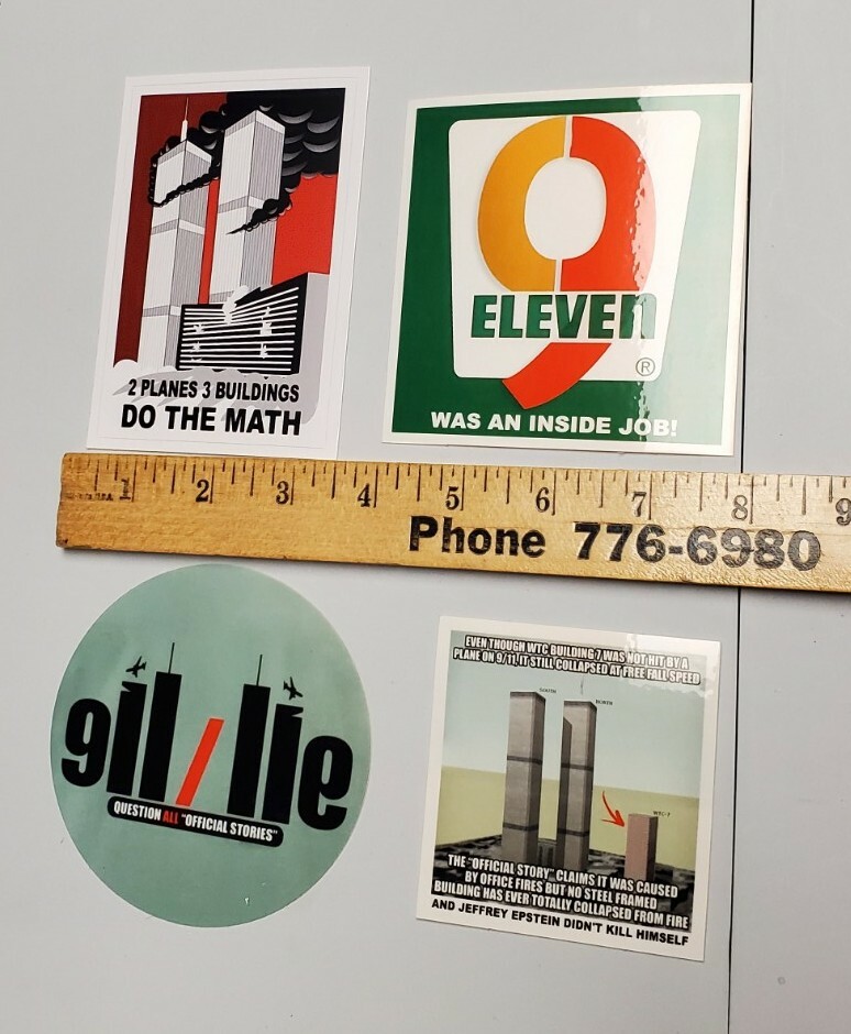 9-11 STICKERS LOT 4 JASON BERMAS ALEX JONES INFO WARS INSPIRED 4-PACK ...