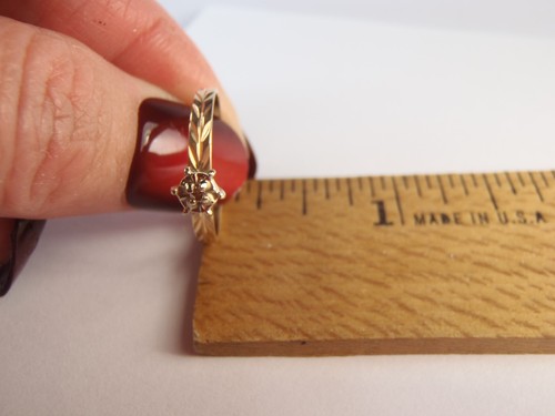 Vintage 10K Gold Engagement Promise Ring GENUINE REAL 1 Point Diamond Size 7 - Picture 19 of 20