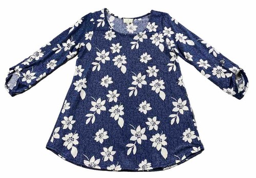 Bluzka damska Ember kwiaty rozmiar S niebieska stretch - Zdjęcie 1 z 5