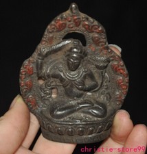3,2" vecchio tempio buddismo tibetano bronzo tenere spada Tara Buddha Thangka talismano