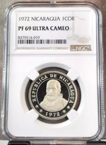 1972 NICARAGUA 1 CORDOBA FRANCISCO HERNANDEZ NGC PF 69 ULTRA CAMEO RARE TOP POP