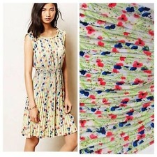 Yoana Baraschi Meadowlight Floral Pleated Dress SMALL Anthropologie