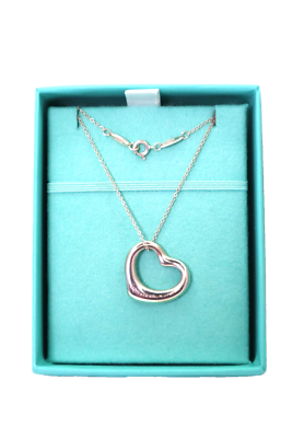 Tiffany & Co. Elsa Peretti Sterling Silver Open Heart Necklace 16