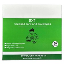 Image of White 5 x 7" Pre Creased Card Blanks & White Envelopes - 250gsm Card