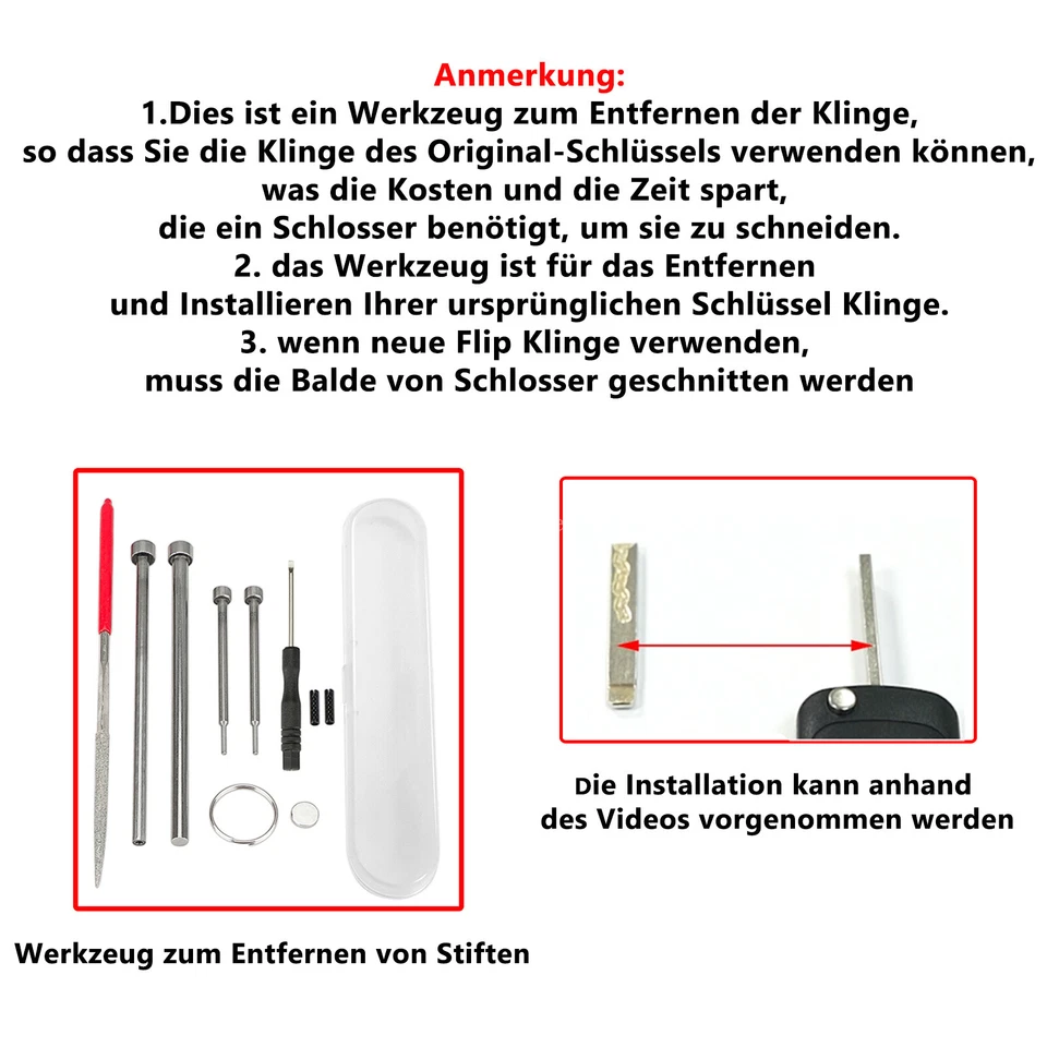 2Tasten Klappschlüssel Gehäuse Ersatz für Opel Astra J Insignia Corsa E Meriva B - Bild 4 von 4