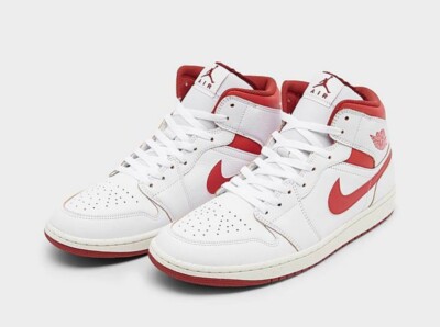 FJ3458-160) Nike Air Jordan 1 Mid SE White Lobster Dune Red Men's